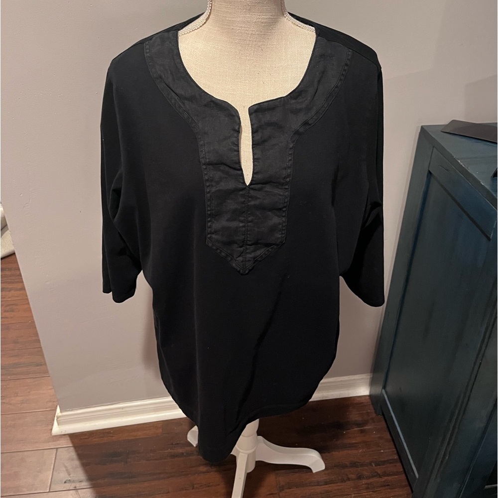 Ralph Lauren 3x black v neck 3 quarter sleeve top